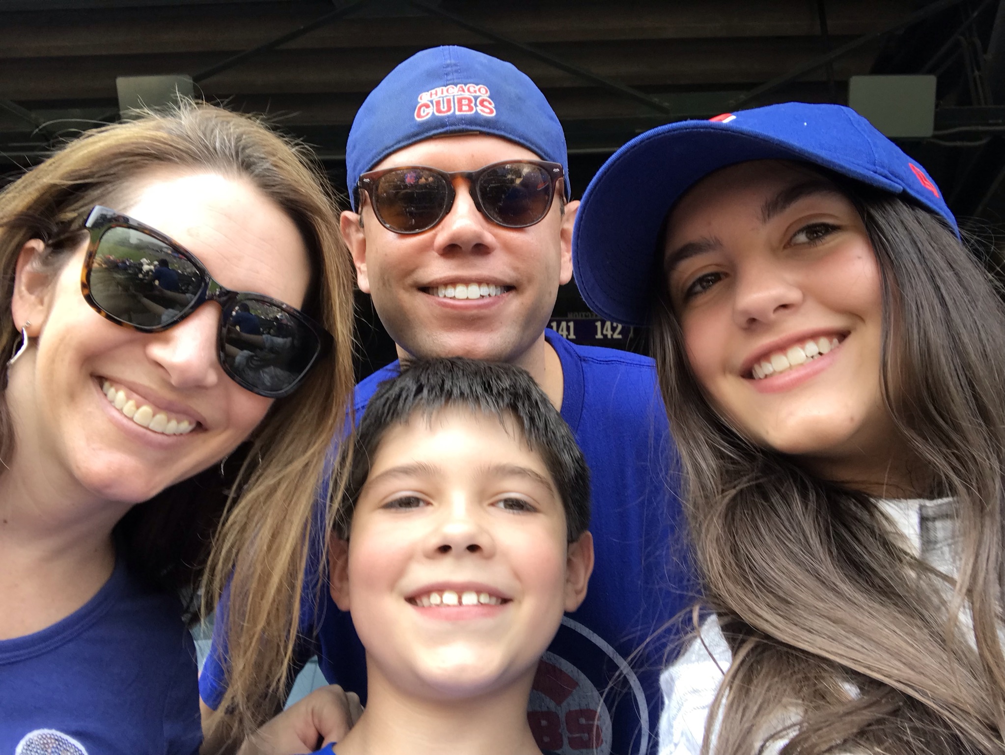 Chris Barry with his family at a Cubs game.